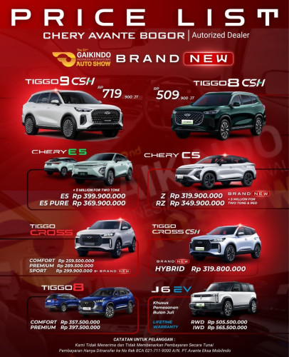 Pricelist Harga Chery semanan 2025